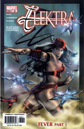 Elektra (3rd Series) 32 published by Marvel with cover art by Tom Flemming