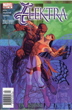 Elektra (3rd Series) 35 published by Marvel with cover art by Tom Flemming