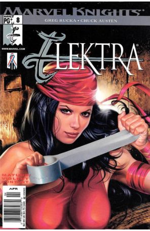 Elektra (3rd Series) 8 (Newsstand) published by Marvel with cover art by Greg Horn