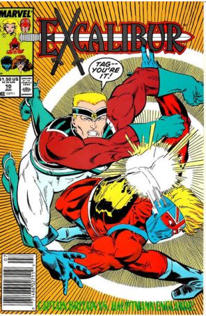 Excalibur 10 (Newsstand) published by Marvel with cover art by Marshall Rogers