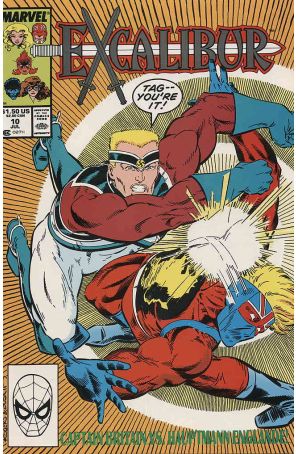 Excalibur 10 published by Marvel with cover art by Marshall Rogers