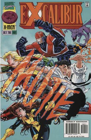Excalibur 102 (with card) published by Marvel with cover art by Ian Churchill