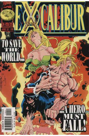 Excalibur 110 published by Marvel with cover art by Salvador Larroca