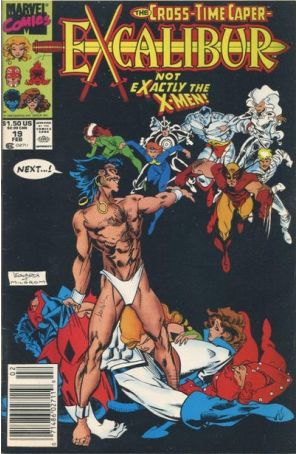Excalibur 19 (Newsstand) published by Marvel with cover art by Rick Leonardi