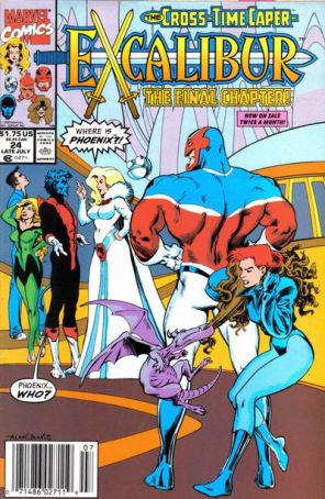 Excalibur 24 (Newsstand) published by Marvel with cover art by Alan Davis