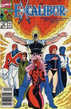 Excalibur 26 (Newsstand) published by Marvel with cover art by Ron Lim
