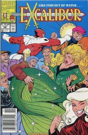 Excalibur 28 (Newsstand) published by Marvel with cover art by Colleen Doran