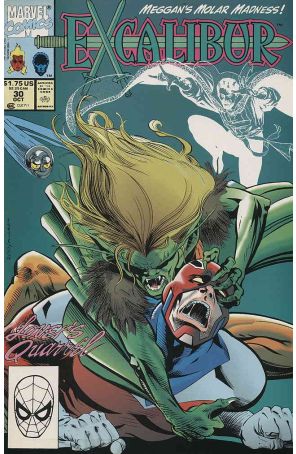 Excalibur 30 published by Marvel with cover art by Dave Ross