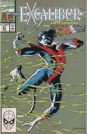 Excalibur 31 published by Marvel with cover art by Dave Ross