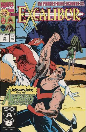 Excalibur 38 published by Marvel with cover art by Mark Badger