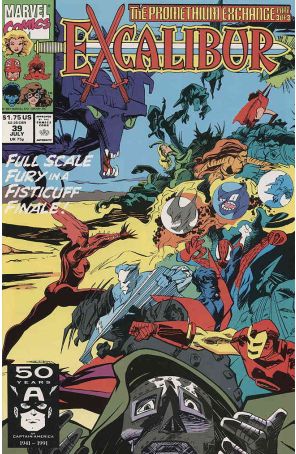 Excalibur 39 published by Marvel with cover art by Mark Badger