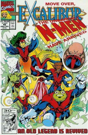 Excalibur 45 published by Marvel with cover art by Alan Davis