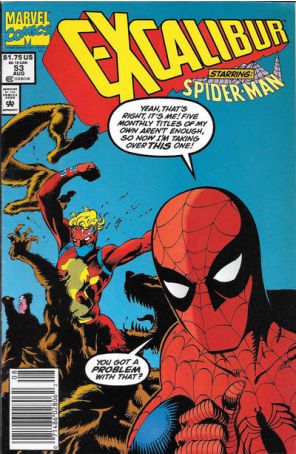 Excalibur 53 (Newsstand) published by Marvel with cover art by James W. Fry III