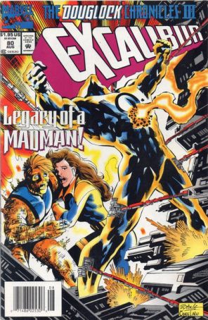 Excalibur 80 (Newsstand) published by Marvel with cover art by Steve Epting