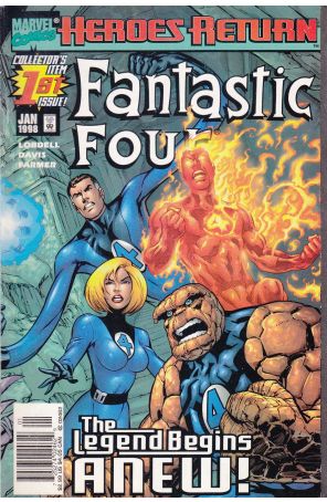 Fantastic Four (Vol. 3) 1 (Newsstand) published by Marvel with cover art by Alan Davis