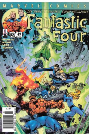 Fantastic Four (Vol. 3) 49 (Newsstand) published by Marvel with cover art by Carlos Pacheco