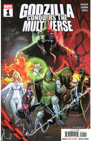 Godzilla Conquers the Multiverse 1 published by Marvel with cover art by David Marquez
