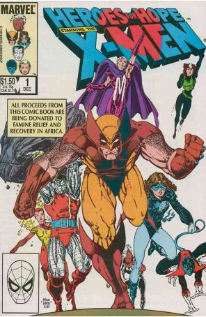 Heroes for Hope 1 published by Marvel with cover art by Arthur Adams and Jim Starlin (back)
