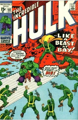 The Incredible Hulk 132 published by Marvel with cover art by Herb Trimpe