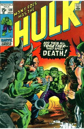 The Incredible Hulk 139 published by Marvel with cover art by Herb Trimpe