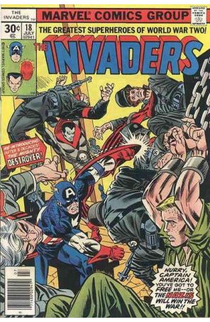 Invaders 18 published by Marvel with cover art by Gil Kane