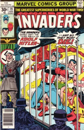 Invaders 19 published by Marvel with cover art by Gil Kane and John Romita