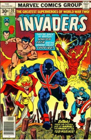 Invaders 20 published by Marvel with cover art by Gil Kane