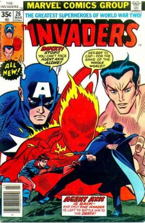 Invaders 26 published by Marvel with cover art by Gil Kane