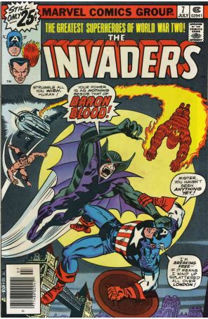 Invaders 7 published by Marvel with cover art by Jack Kirby