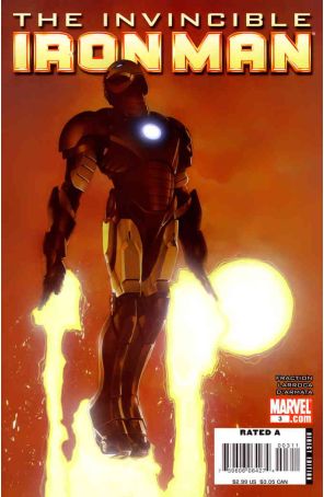 Invincible Iron Man 3A published by Marvel with cover art by Travis Charest