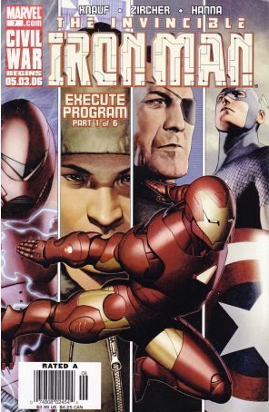 Iron Man (4th Series) 7 (Newsstand) published by Marvel with cover art by Adi Granov