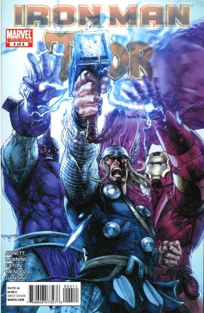 Iron Man/Thor 4 published by Marvel with cover art by Stephen Segovia