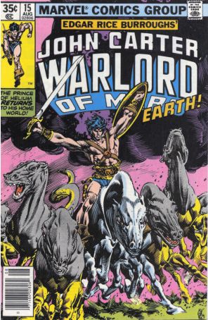 John Carter, Warlord of Mars 15 published by Marvel with cover art by Gil Kane