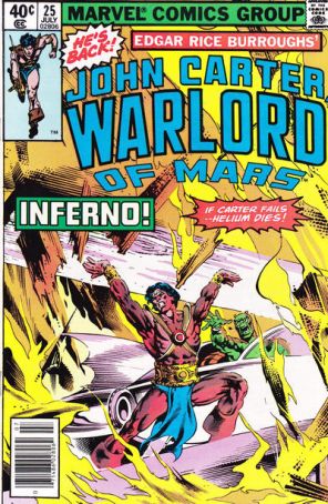 John Carter, Warlord of Mars 25 (Newsstand) published by Marvel with cover art by Frank Miller