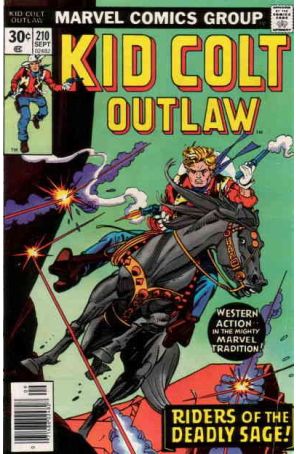Kid Colt Outlaw 210 published by Marvel with cover art by Gil Kane