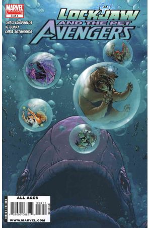 Lockjaw and the Pet Avengers 3 published by Marvel with cover art by Karl Kerschl