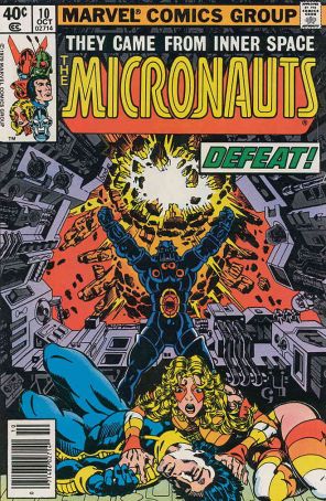 Micronauts (Vol. 1) 10 (Newsstand) published by Marvel with cover art by Michael Golden