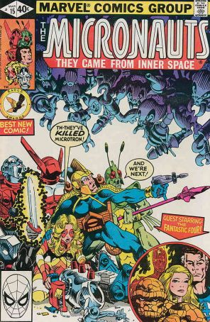 Micronauts (Vol. 1) 15 published by Marvel with cover art by Michael Golden