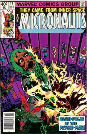 Micronauts (Vol. 1) 17 (Newsstand) published by Marvel with cover art by Michael Golden