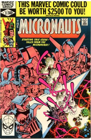 Micronauts (Vol. 1) 21 published by Marvel with cover art by Michael Golden