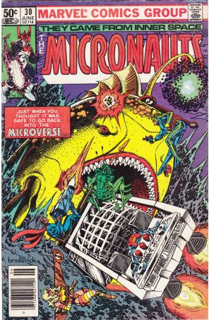 Micronauts (Vol. 1) 30 (Newsstand) published by Marvel with cover art by Pat Broderick