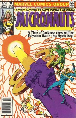 Micronauts (Vol. 1) 31 (Newsstand) published by Marvel with cover art by Frank Miller