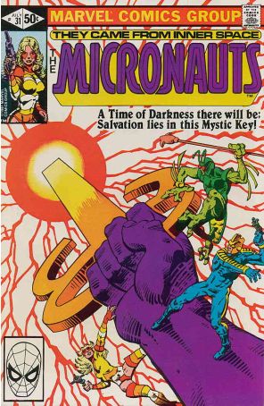 Micronauts (Vol. 1) 31 published by Marvel with cover art by Frank Miller