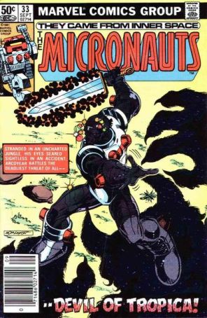 Micronauts (Vol. 1) 33 (Newsstand) published by Marvel with cover art by Bob Layton