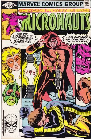 Micronauts (Vol. 1) 34A published by Marvel with cover art by Bob Layton