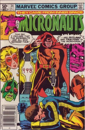 Micronauts (Vol. 1) 34 (Newsstand) published by Marvel with cover art by Bob Layton