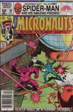 Micronauts (Vol. 1) 36 (Newsstand) published by Marvel with cover art by Bob Layton
