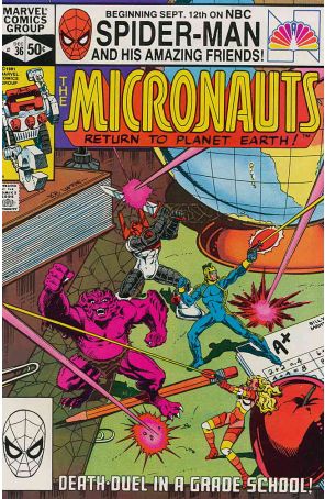Micronauts (Vol. 1) 36 published by Marvel with cover art by Bob Layton