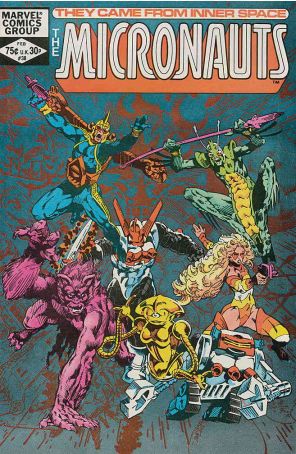 Micronauts (Vol. 1) 38 published by Marvel with cover art by Michael Golden