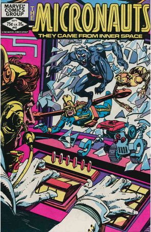 Micronauts (Vol. 1) 45 published by Marvel with cover art by Gil Kane